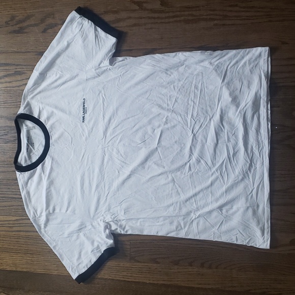 Karl Lagerfeld Paris White and Black Men's Tshirt - Picture 1 of 8